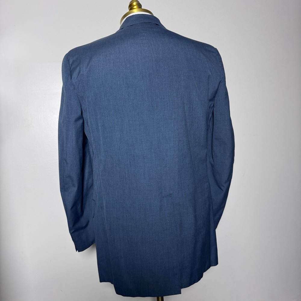 1970s Deansgate Suit Mens 41L 33x29 Blue Solid Vintage Ivy League Wash & Wear - Picture 3 of 8
